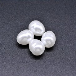 ABS製 パールビーズ オーバル 模様入り パールホワイト 10×12mm 【100ヶ】