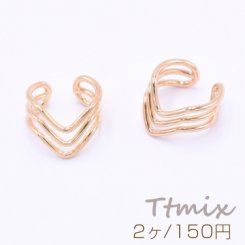 イヤーカフ 3連 スリット入 12mm 片耳用 ゴールド【2ヶ】