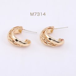 デザインピアス フープ 編み込み風 12×23.5mm ゴールド【2ヶ】