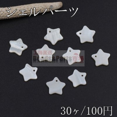 シェルパーツ 星型 1つ穴 13×13mm ホワイト【30ヶ】
