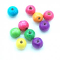 ウッドビーズ　カラーミックス　丸玉 12mm(100g)