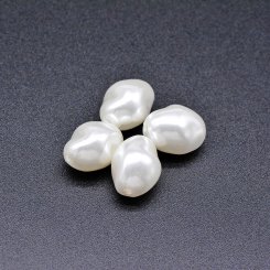ABS製 パールビーズ 不規則 パールホワイト 11×14mm 【100ヶ】