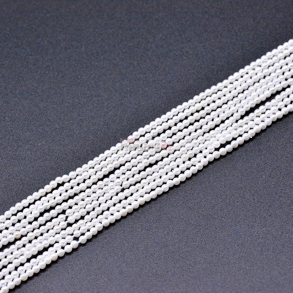 高品質淡水パールビーズ 丸型 天然素材 ホワイト 2mm【1連（約197ヶ）】 - Beads-Parts-Market.jp