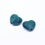 高品質フロッキービーズ ハート グリーン 21×24mm 【50ヶ】