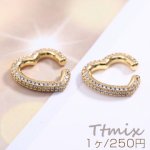 高品質ジルコニアイヤーカフ ハート 19×20mm 片耳用 ゴールド【1ヶ】