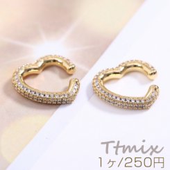 高品質ジルコニアイヤーカフ ハート 19×20mm 片耳用 ゴールド【1ヶ】