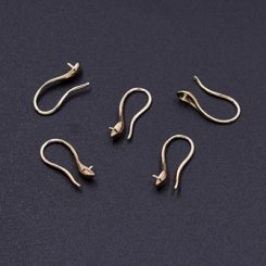 フックピアス金具 片側芯立丸皿 8×17mm ゴールド【4ヶ】