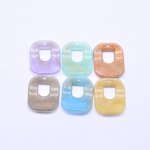 アクリルパーツ 不規則フレーム 方形 1穴 チャームパーツ 27×33mm 全6色【100ヶ】