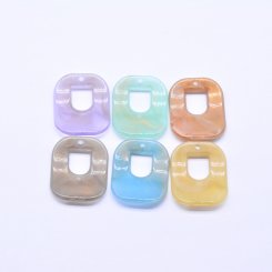 アクリルパーツ 不規則フレーム 方形 1穴 チャームパーツ 27×33mm 全6色【100ヶ】