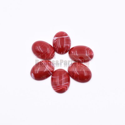 樹脂貼付けパーツ 楕円形 20x15mm レッド【50ヶ(約61g)】