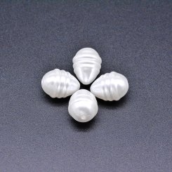 ABS製 パールビーズ 雫型 模様入り パールホワイト 13×18mm 【100ヶ】