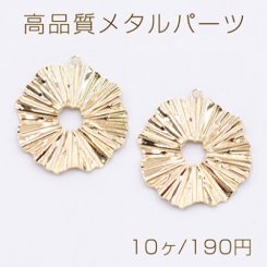 高品質メタルパーツ プレート 花模様 カン付き 18×20mm ゴールド【10ヶ】