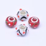 ロンデルガラスビーズ 丸型 模様入り MIX 10×14mm【20ヶ】