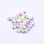 アクリルビーズ 正方形 アルファベットビーズ カラーミックス5×5mm【約4900-5000ヶ】