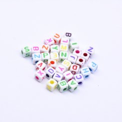 アクリルビーズ 正方形 アルファベットビーズ カラーミックス5×5mm【約4900-5000ヶ】