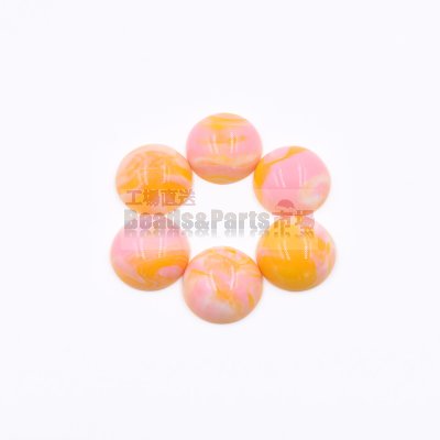 樹脂貼付けパーツ 円形 20x20mm オレンジ【50ヶ(約100.5g)】