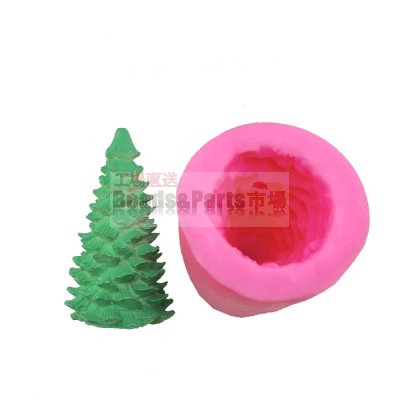 シリコンモールド クリスマスツリー ピンク 67.5x67.5x10mm【2ヶ】