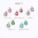 レジンチャーム 不規則型チャーム シェルパウダー入り カン付き 10×16mm ゴールド（4ヶ）