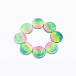 樹脂貼付けパーツ 円形 20x20mm グリーン【50ヶ(約86.5g)】