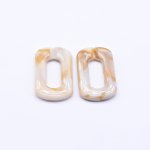アクリルチェーンパーツ 長方形カットフレーム 20×31mm アイボリー【100ヶ】