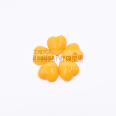 樹脂貼付けパーツ ハート型 15x15mm オレンジ【50ヶ(約42g)】