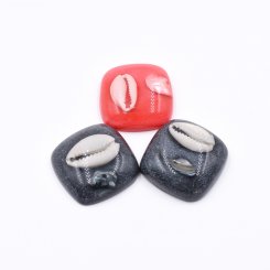 樹脂貼付けパーツ 四角形 シェル封入 30x30mm 【50ヶ(約388g)】