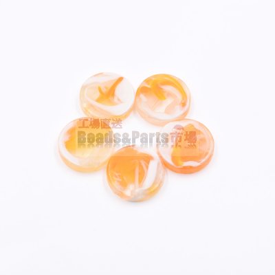 樹脂ビーズ 円形 30x30mm オレンジ+ホワイト【50ヶ(約261g)】