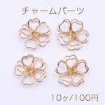 チャームパーツ 桜の立体ワイヤーチャーム お花の立体ワイヤーチャーム フラワーワイヤーパーツ 14×15mm ゴールド【10ヶ】
