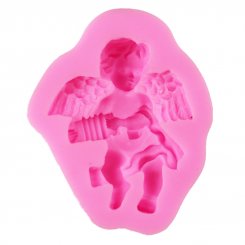 シリコンモールド 天使の赤ちゃんが琴の翼を引く ピンク90x73x20mm【2ヶ】