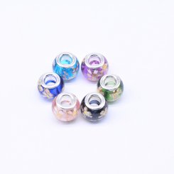 ロンデルアクリルビーズ 丸型 MIX 花模様入り 9×11mm【20ヶ】