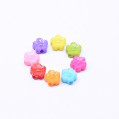 アクリルビーズ 花型 横穴 カラーミックス 4×8mm 【500g（約2380ヶ）】