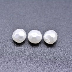 ABS製 パールビーズ 丸型カット パールホワイト 6×6mm 【100ヶ】