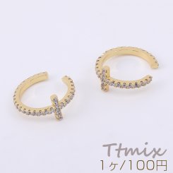 イヤーカフ ジルコニア付き クロス 8×16mm 片耳用 ゴールド【1ヶ】