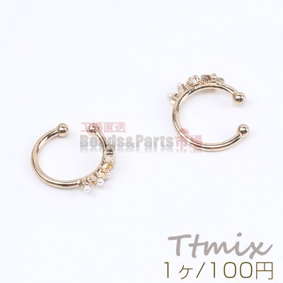 パール付きイヤーカフ 星形 15mm 片耳用 ゴールド（1ヶ）