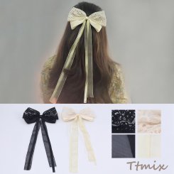 ヘアバレッタ ヘアアクセサリー リボン 20×37cm（1ヶ）
