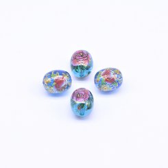 アクリルビーズ オーバル 花模様入 半クリア 10×12mm【20ヶ】