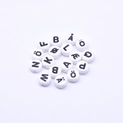アクリル丸型アルファベットビーズ ブラック 4×7mm【約3600-3700ヶ】