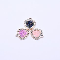 アクリルチャーム エポ&ビーズ付き ハート 21×25mm【50ヶ】