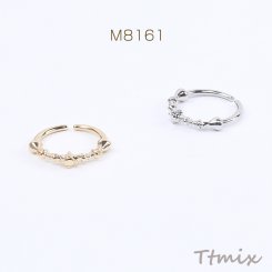 デザインリング 指輪 幅約3.8mm ゴールド＆ロジウム 2色セット（2ヶ）