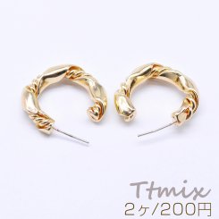 デザインピアス ツイストフープ 24×26mm ゴールド（2ヶ）