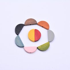 ウッドビーズ 染色 半円 10×20mm
