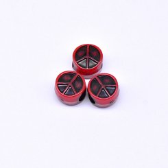 アクリルビーズ アンティーク調 コイン 7×10mm レッド【500g（約1250ヶ）】