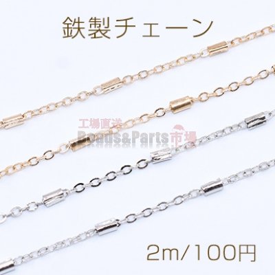 鉄製チェーン ツブシ小判チェーン 2mm パイプ付き 2.3×4mm【2m】