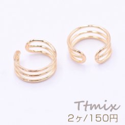 イヤーカフ 3連 スリット入 5×11mm 片耳用 ゴールド【2ヶ】