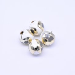 アクリルビーズ 丸型 シルバー&ホワイト 20×21mm【50ヶ】