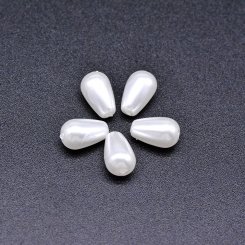 ABS製 パールビーズ 雫型 パールホワイト 6×10mm 【100ヶ】