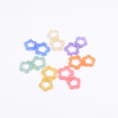 樹脂貼付けパーツ 2連5弁花 44x26mm 【20ヶ(約48g)】