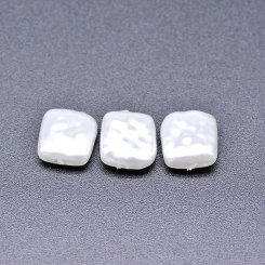 ABS製 パールビーズ 方形 パールホワイト 10×11mm 【100ヶ】
