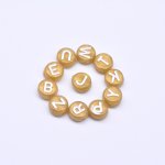 アクリル丸型アルファベットビーズ 仿ゴールドビーズ ホワイト 4×7mm【約3600-3700ヶ】