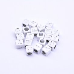 アクリルキューブアルファベットビーズ シルバー6×6mm【2900-3000ヶ】